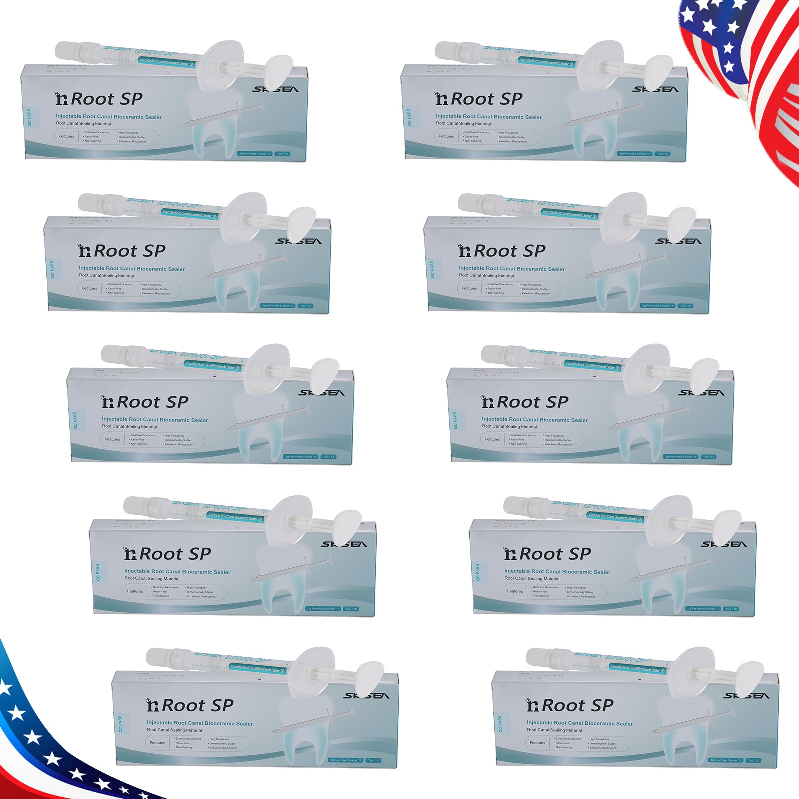 10Packs Dental Endo Materials Injectable Root Canal Bioceramic Sealer 1g Syringe