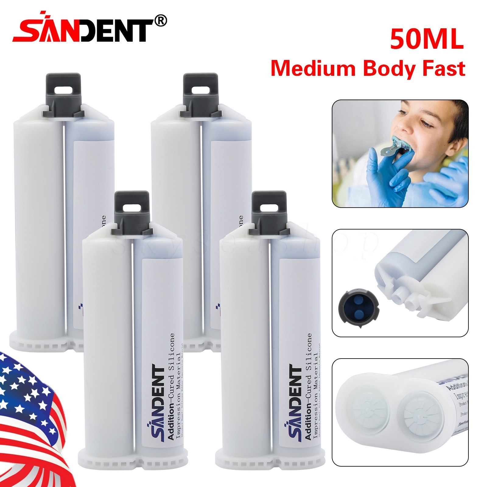Medium Body Fast Set, Dental Impression Material 50mL Cartridge 1-10X