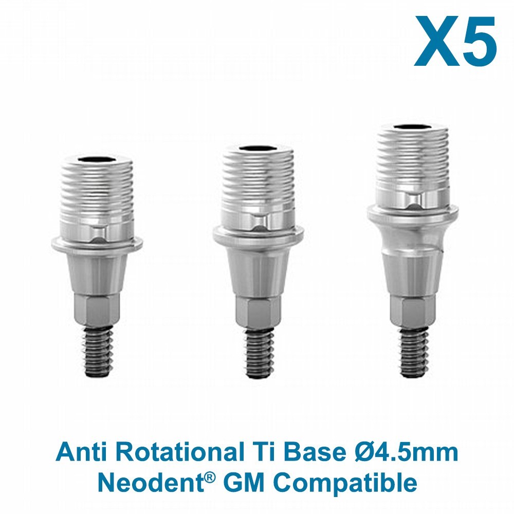 X5 Dental Anti-Rotational Ti Base Neodent GM Compatible Ø4.5mm CAD/CAM