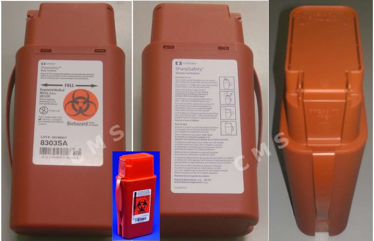 COVIDIEN KENDALL SharpSafety Transportable Flip Top Sharps Container 1Qt Shuttle