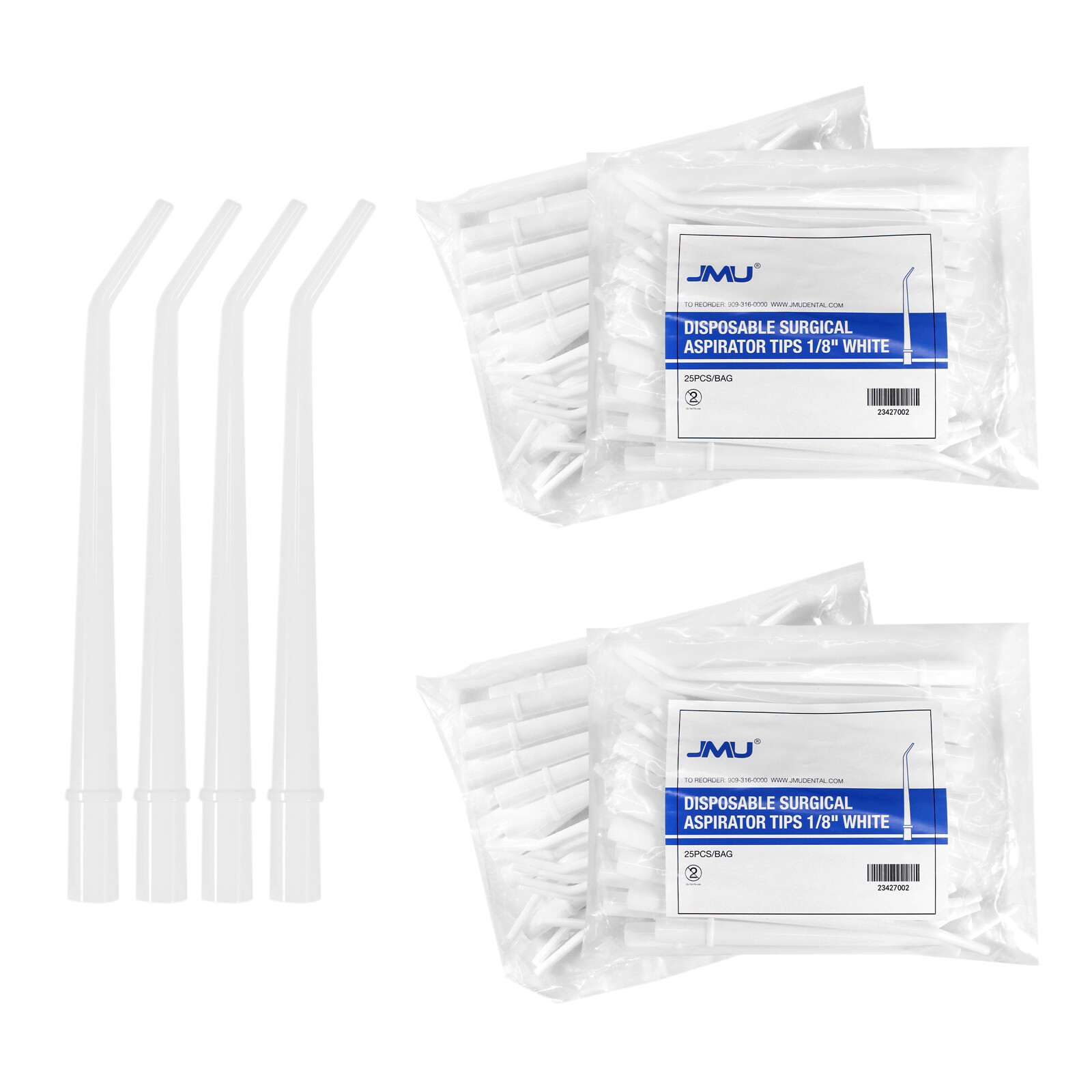 250 (10Packs) Dental Aspirator Tips PE Tube Clinic Surgical Suction Saliva 1/8″