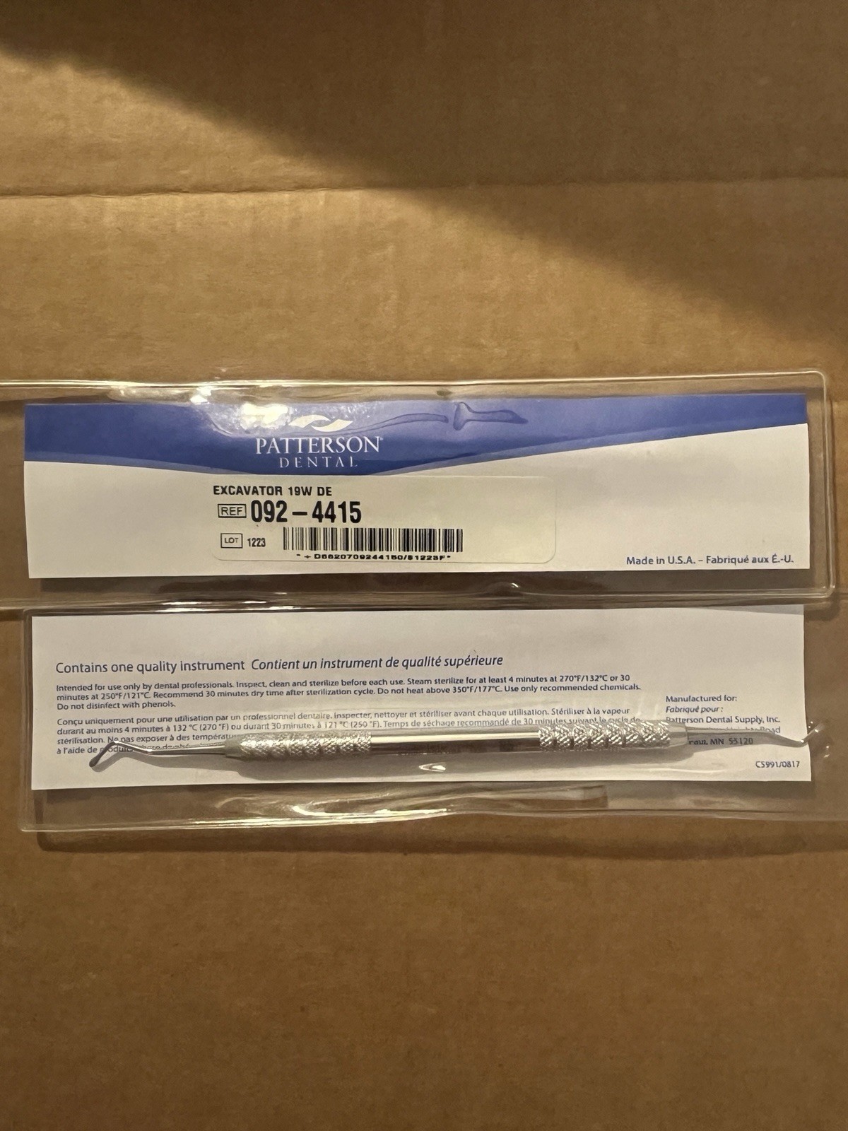New Dental #19W Excavator Patterson Brand REF 092-4415 Made In USA
