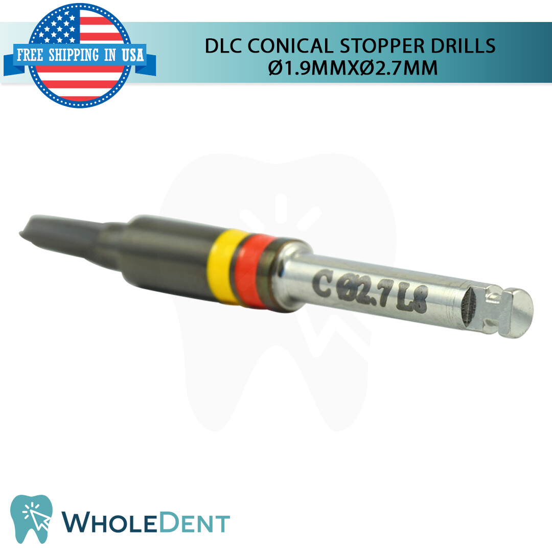 DLC Conical Integral Stopper Drill Ø1.9XØ2.7 Dental Im plant Tool Instrument