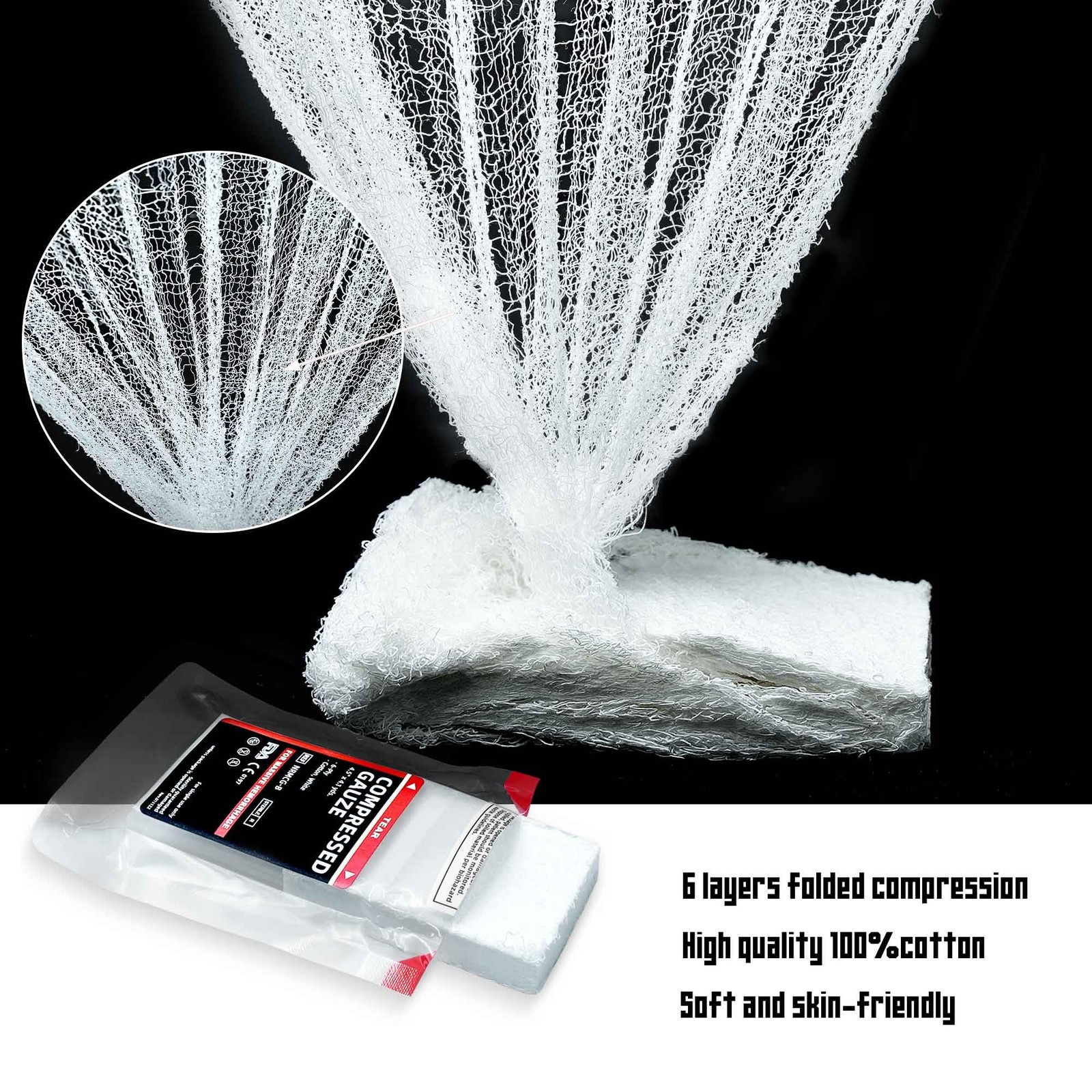 Sterile Compressed Gauze for Wound Packing, Emergency 4.5 x 4.1, White
