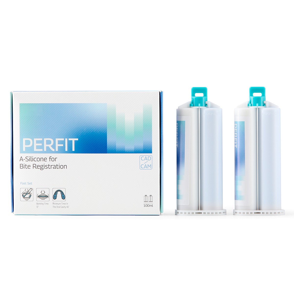 AZDENT 2pcs Dental Bite Registration Material Fast Set 50ML/pcs Mixing Tips