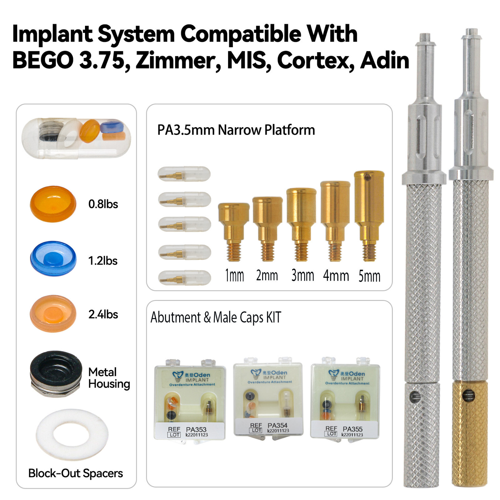 Dental Locator Attachment Abutment for Nobel Active/ITI/Zimmer/Hiossen/Straumann