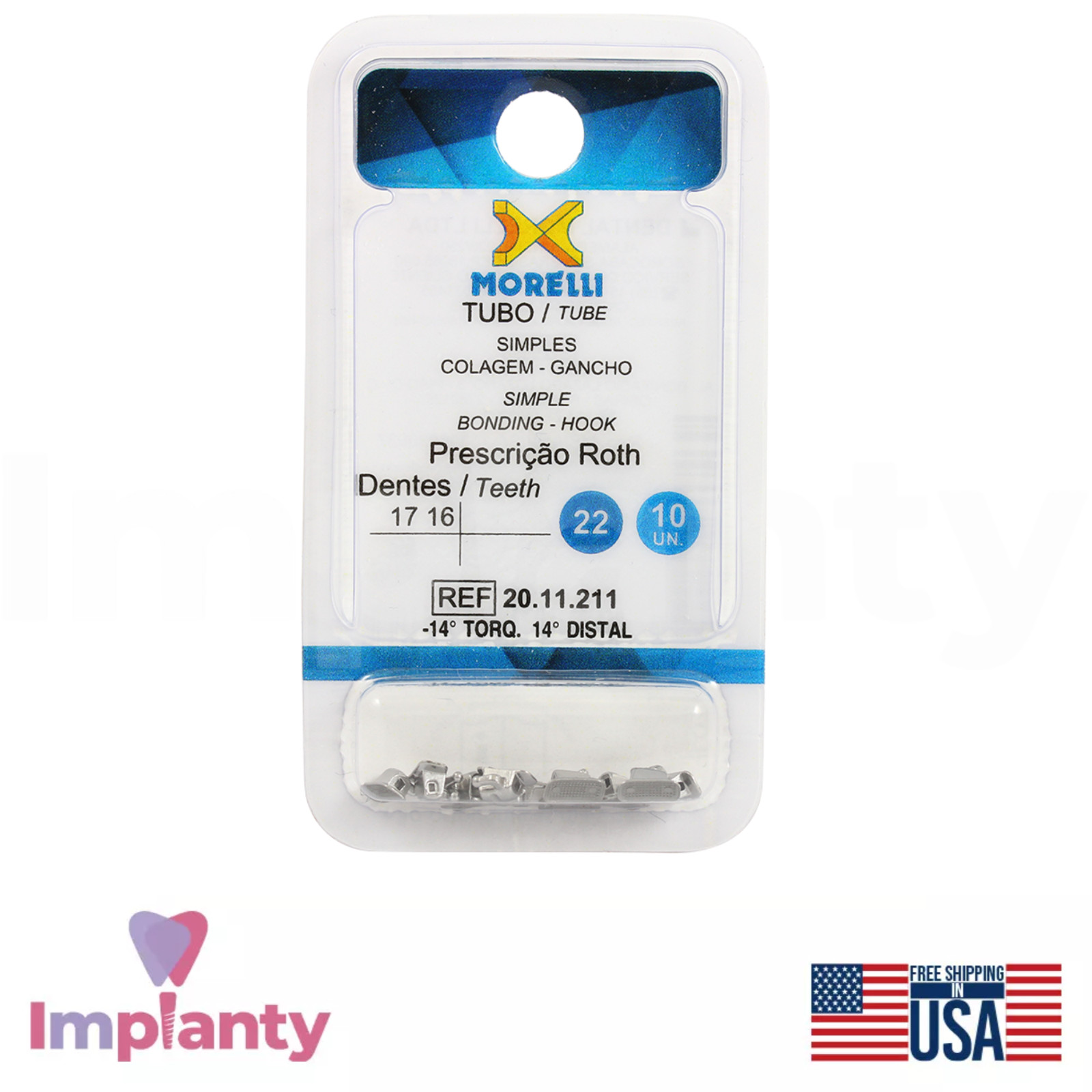 Simple Buccal Tube Non-Conventional Dental Hook MIM Stainless Steel 10pcs