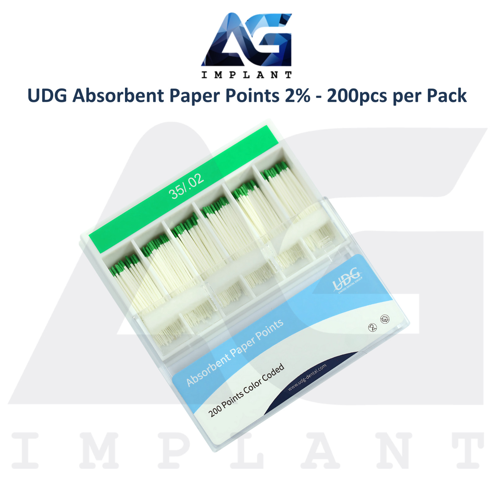 5 Dental Absorbent Cotton Paper Points 2% 200pcs per Pack Fast Drying UDG Lab