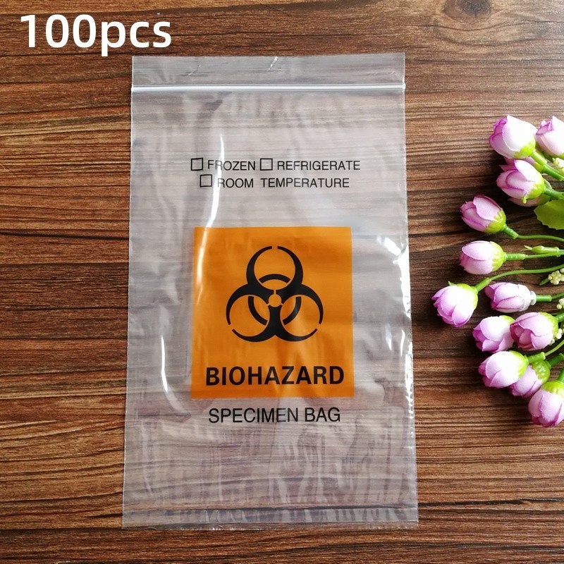 6″ X 10″ 100 Pack, Biohazard Specimen Zip Bags, With Pouch, 8 Mil Thick, Laborat