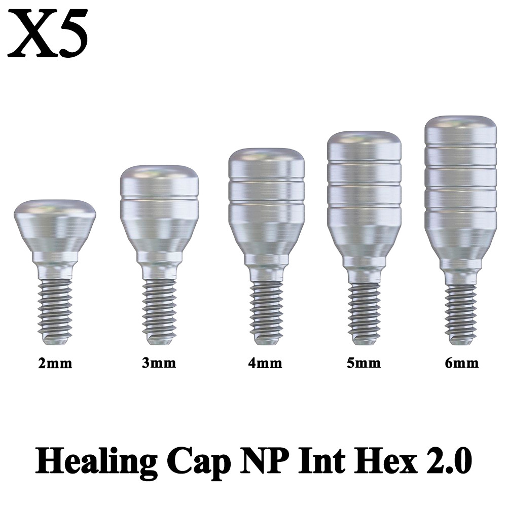 5pcs Dental Healing Cap Slim NP Ø3.5mm Int Hex 2.0mm Connection Titanium