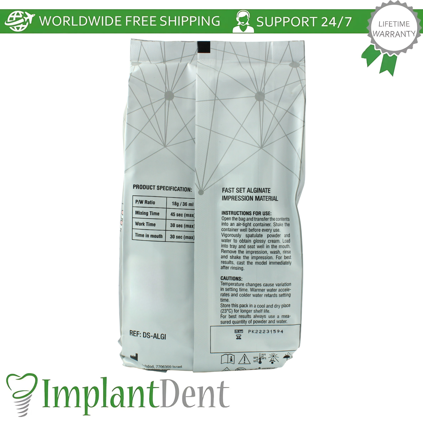 Ultra-Fine Dental AIginate Material Fast Set 450g Powder Restorative Dentistry