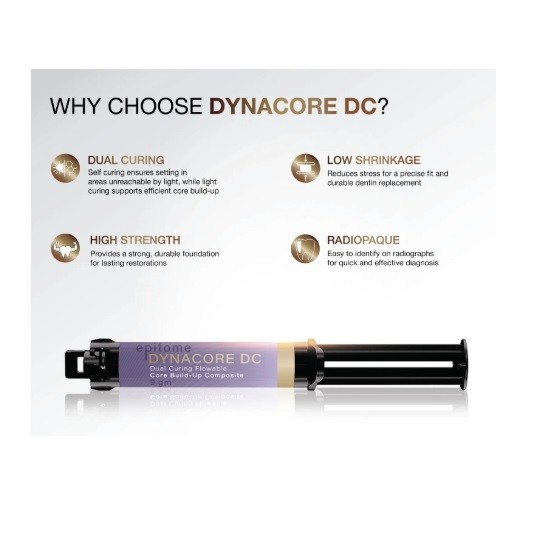Dental Epitome DYNACORE DC Dual Curing Flowable Core Build up Cement 9gm Pack