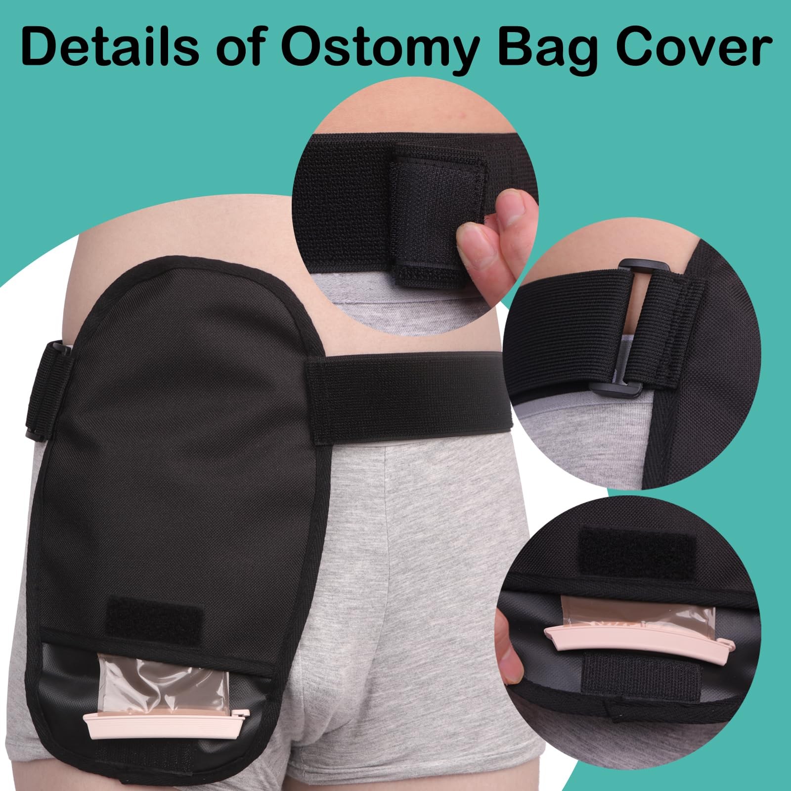 Waterproof Ostomy Bag Cover Belt Adjustable Universal Stoma Pouch Black