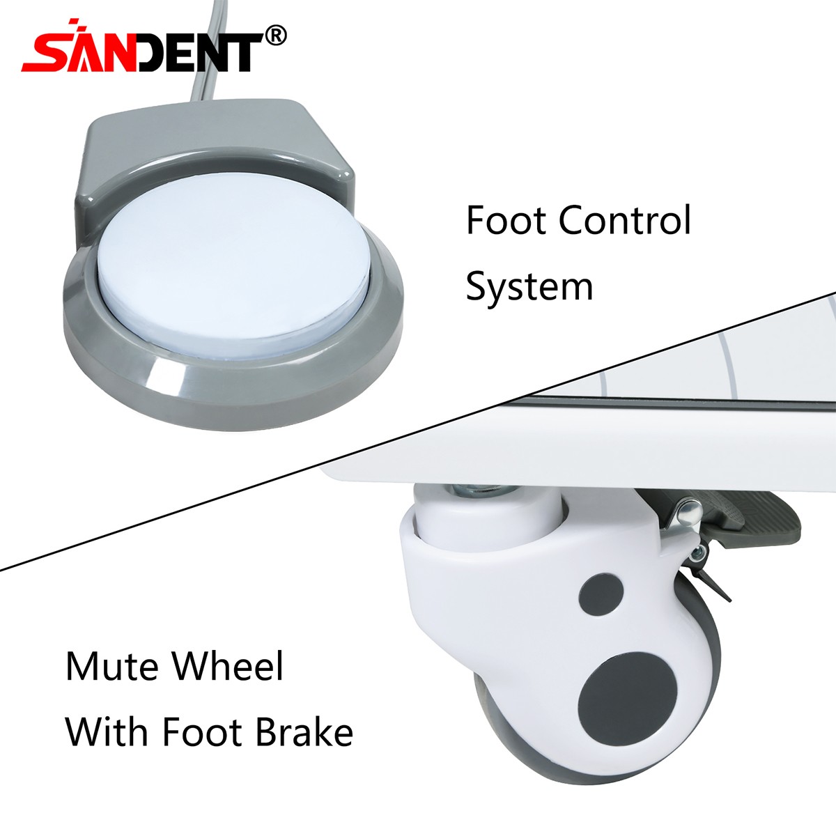 4-HOLE Dental Delivery Mobile Cart Unit Equipment w/compressor Scaler Light