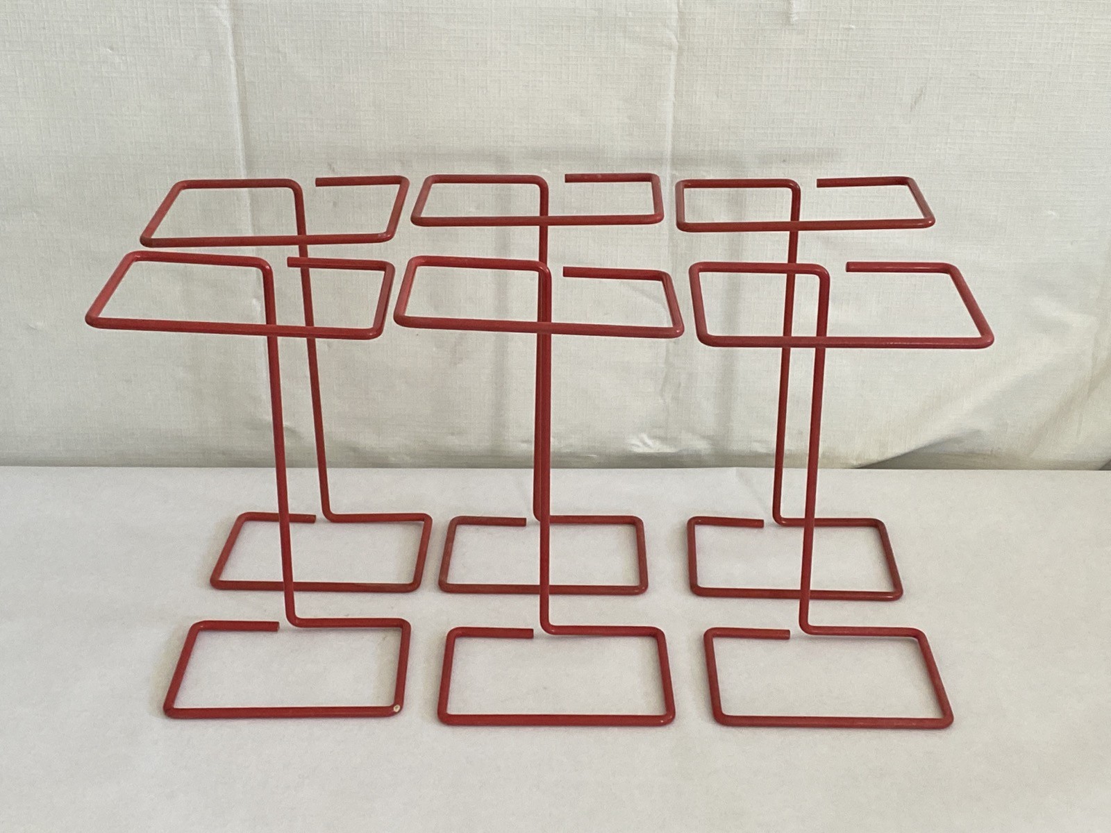 (6) Laboratory Red Poxygrid Bench-Top Biohazard Wire Frame Bag Holders