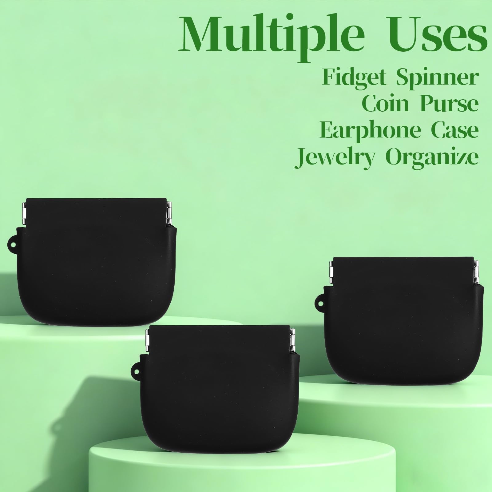 Silicone Retainer Case, Squeeze Top Holder with Lanyard Soft Black