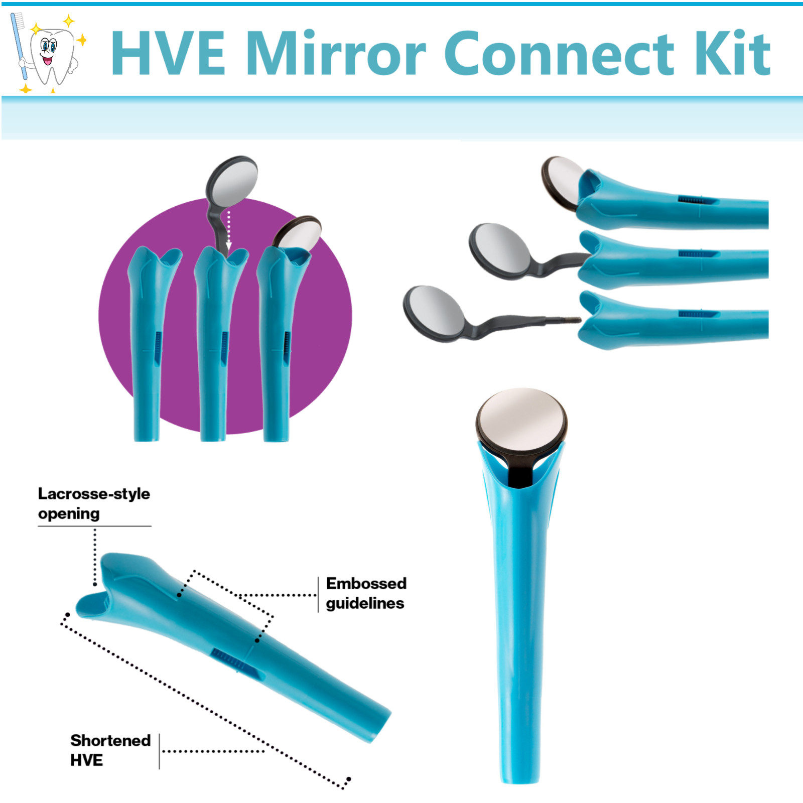 Dental HVE Mirror Connect Kit Refill, Connector HuFriedy Purevac Type Swivel USA