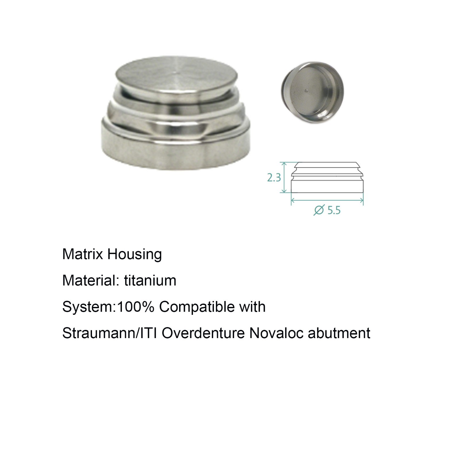 Dental PEEK Cap Retention Insert Caps Fit Novaloc Abutment Matrix Ti Housing Cap
