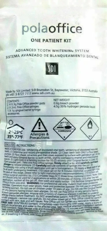 Dental SDI POLA OFFICE Tooth Whitening System 1 Pateint Kit !! FAST SHIP 12/2026