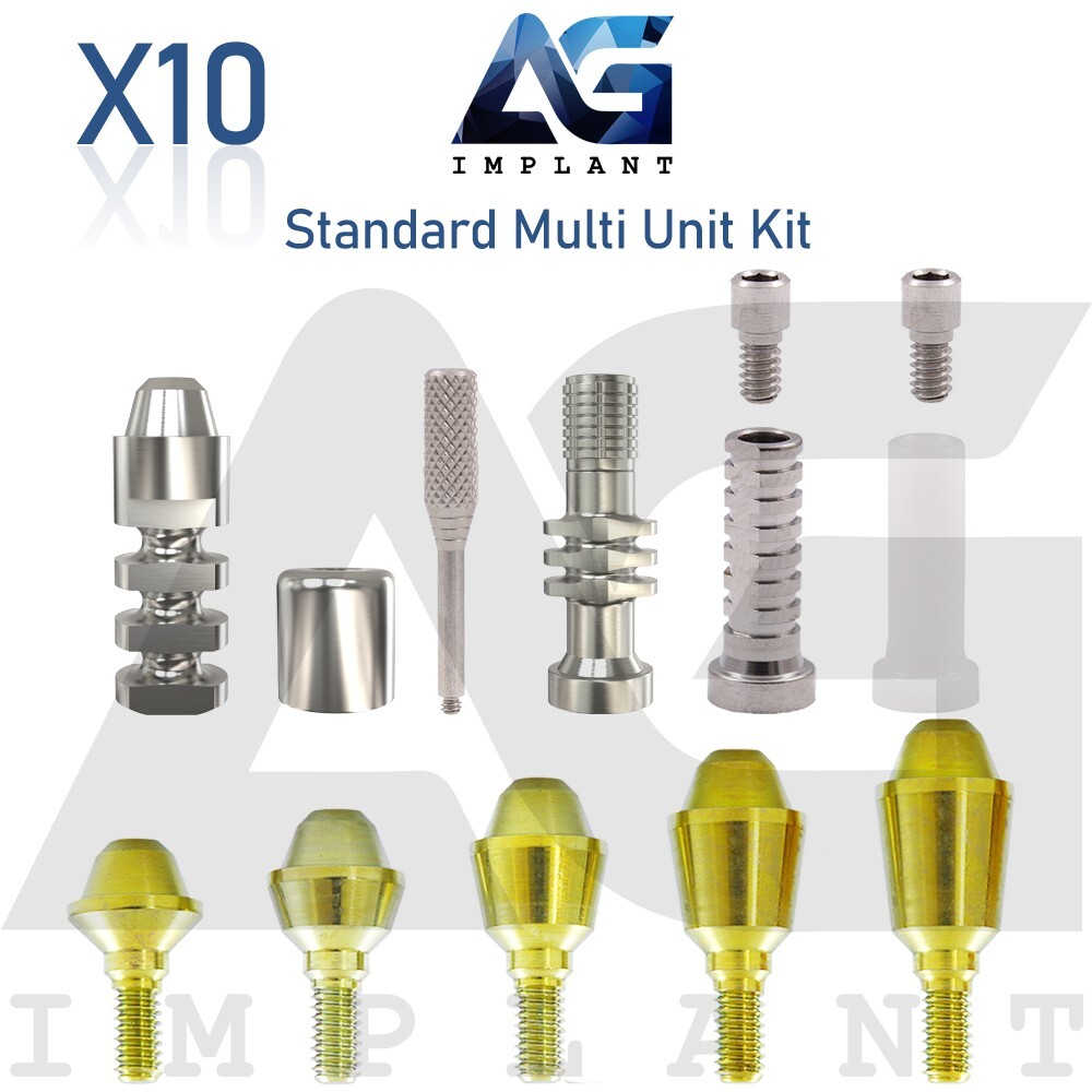 10 Standard Multi Unit 1.6 Prosthetic System Full Kit Int Hex Titanium New