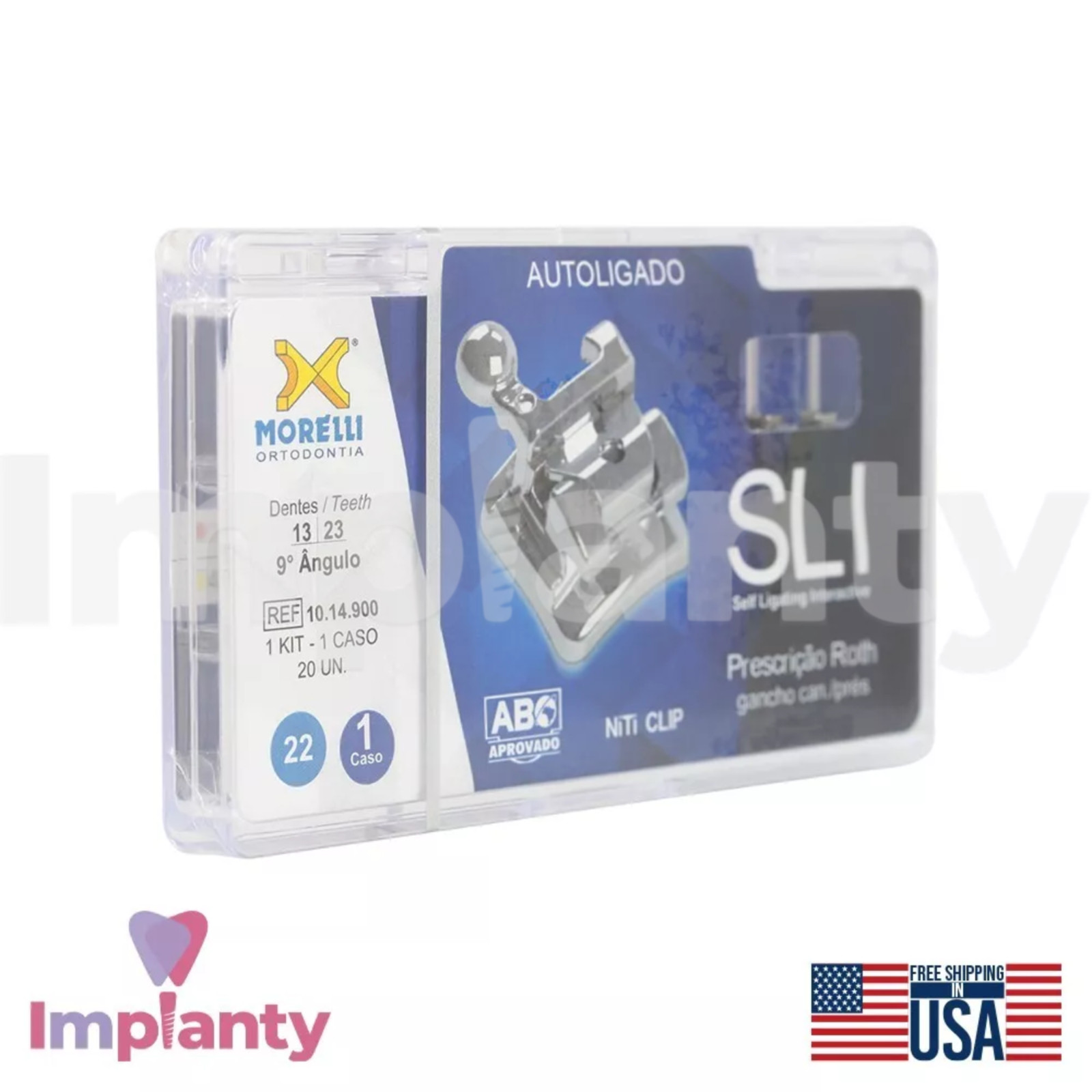 Dental Roth Self Ligating Dental Brackets Kit Stainless Steel Rounded Ends
