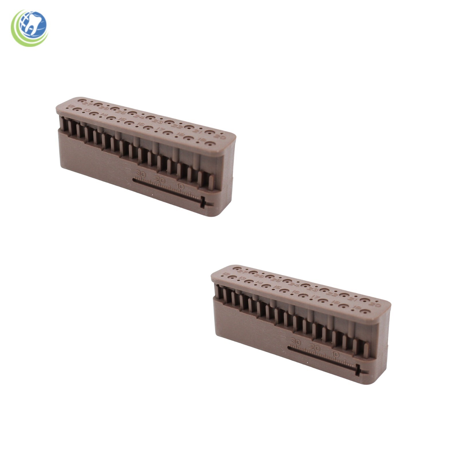 2 X Endo Measuring File Block Holder W/ Measuring Ruler Brown Autoclavable