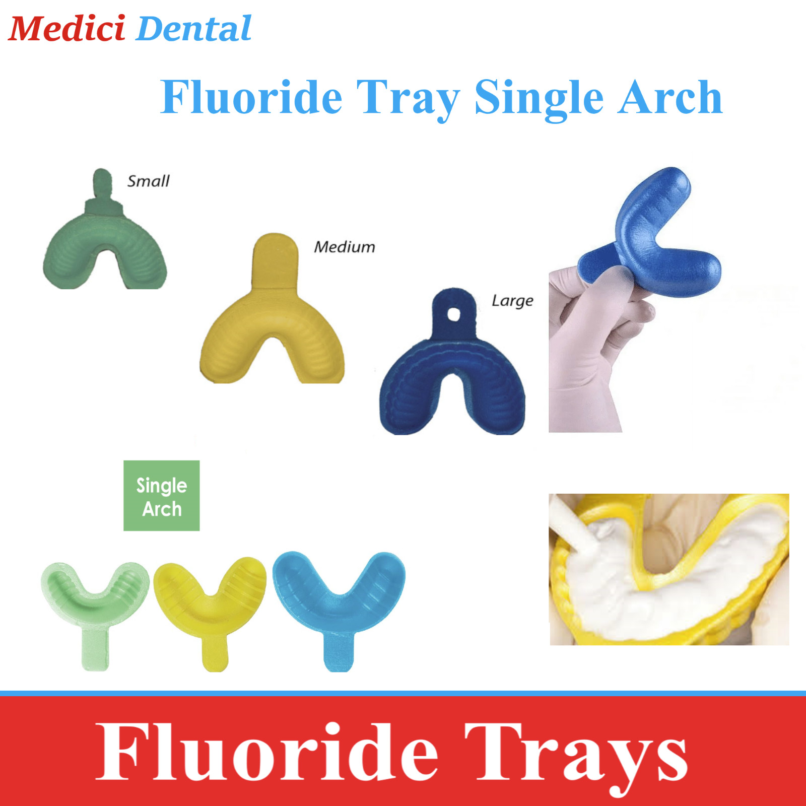 Dental APF Fluoride Gel 17 Fluoride Trays Dual Arch, Single Arch S, M, L – USA