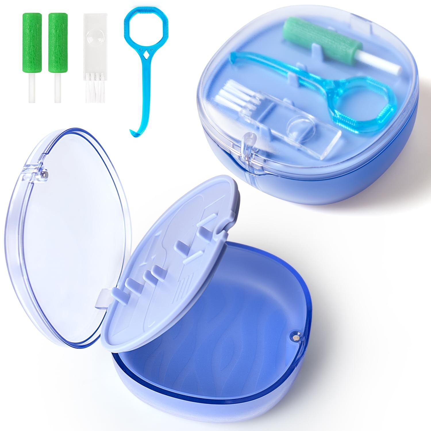Retainer Case with Mirror, Aligner Removal Tool, 3.43″ X X 1.6″, Blue