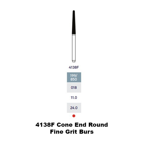 MICRODONT Cone shape 3138F (FINE) FG diamond burs 10/pk Made in Brazil
