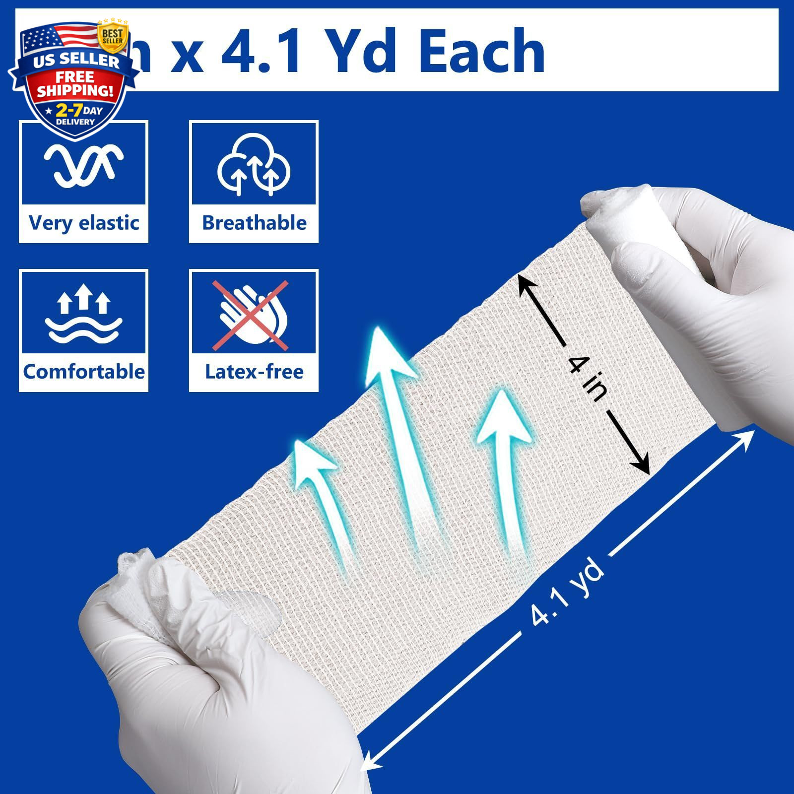 24 Pack 4 Inch 4.1 Yards Gauze Bandage Roll, Gauze Wrap Rolls for Wounds