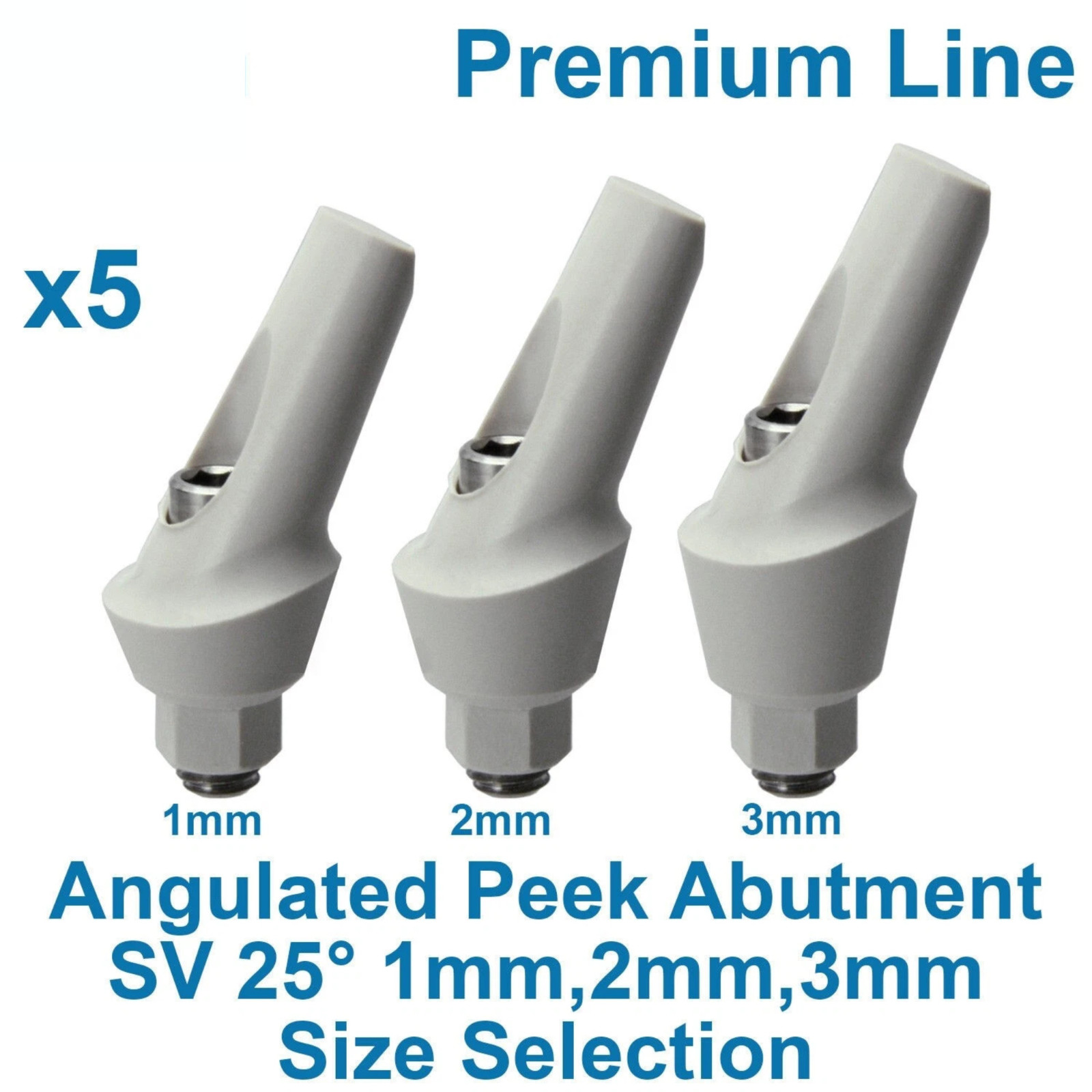 5 Dental Fixture PEEK Anatomic Angulated Adapter Head 25 Restoration 1-3mm