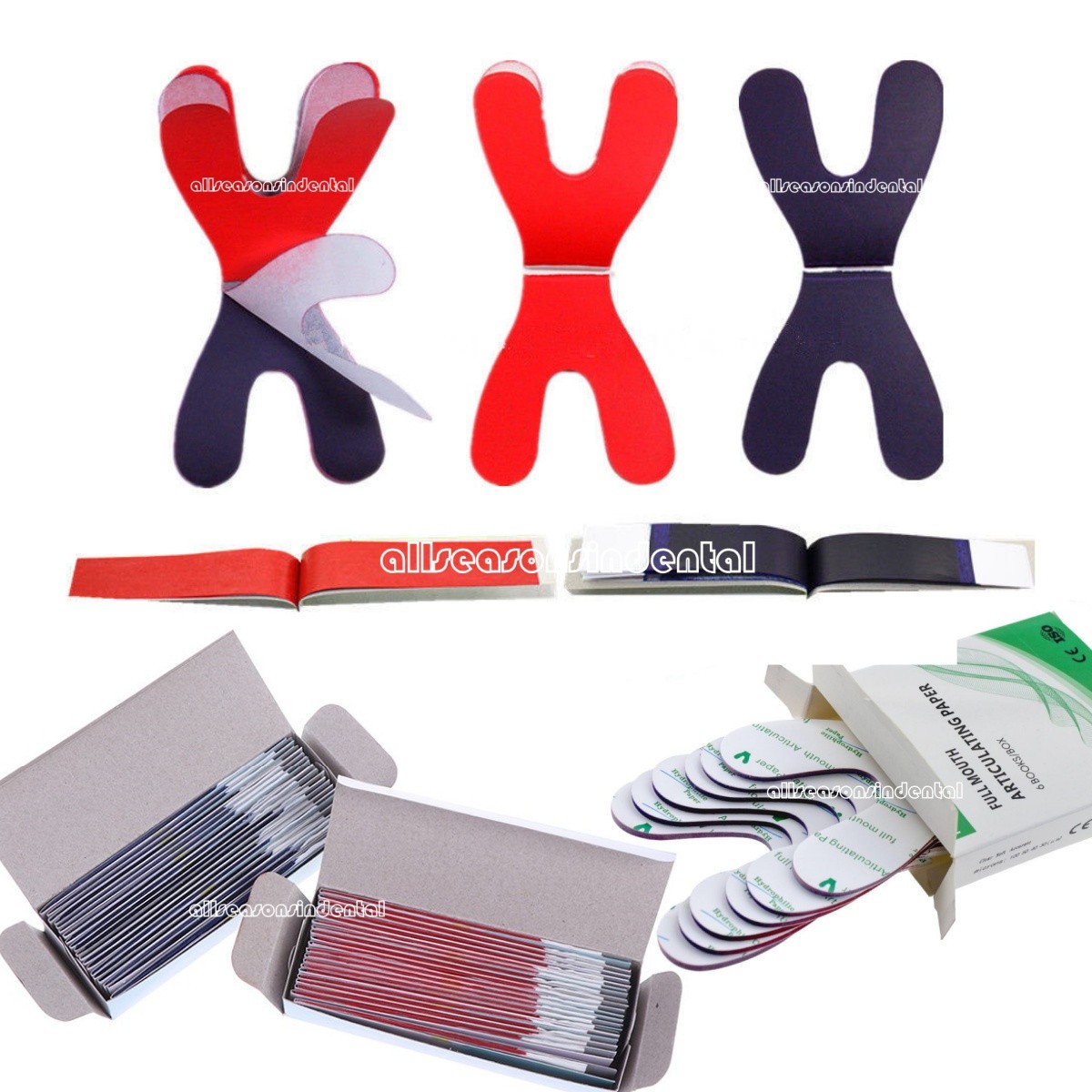 Dental Articulating Paper Horseshoe/Rectangle Double-Side Blue Red For Denture