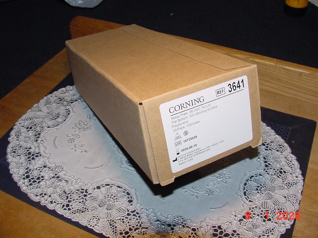 Corning 3641 Assay Plate 96 Well Flat Bottom 25/Pack, No Lid, Non Binding, NEW!