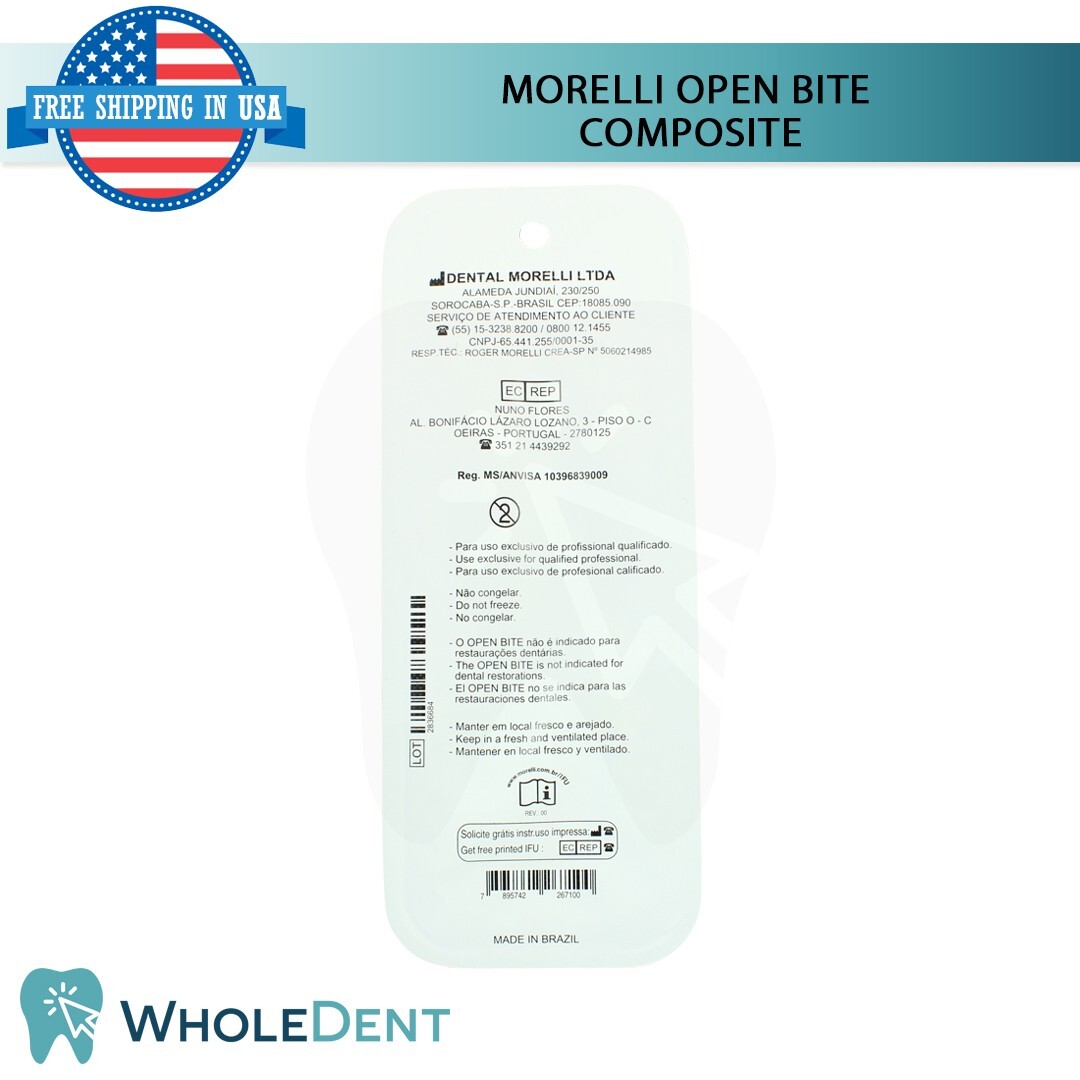 Orthodontic Dental Open Bite Composite Resin Morelli Blue 4g Syringe Dual Cure