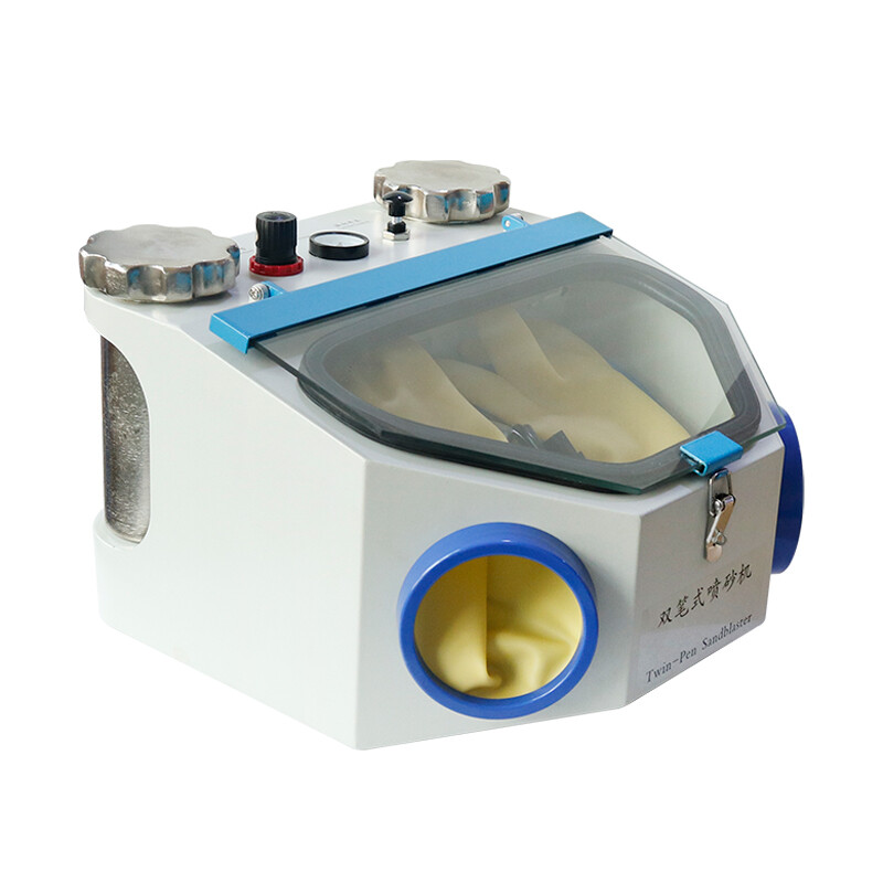 Dental Double Pen Sandblasting Box with LED Light Fine Sandblasting Unit JG-218