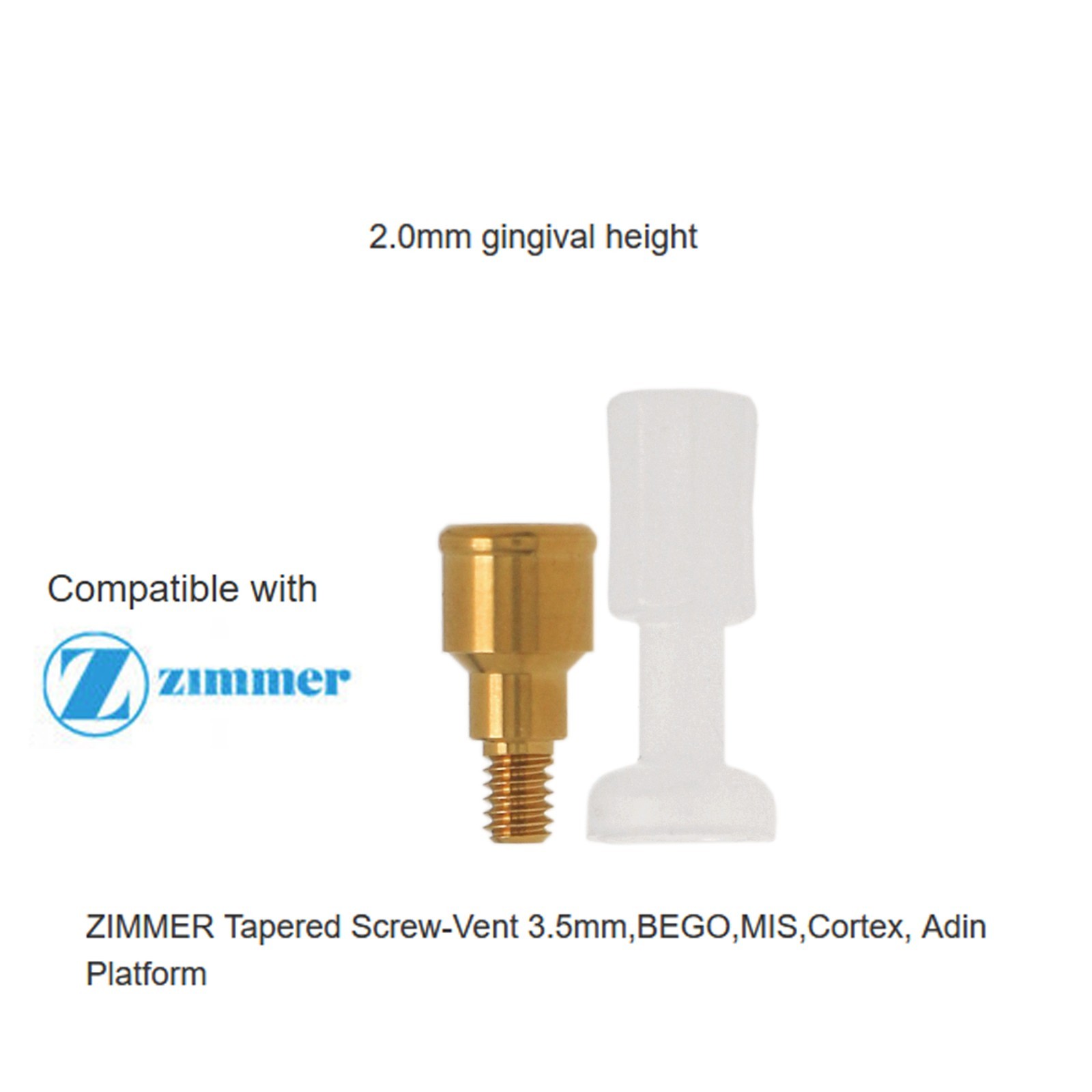 Locator Overdenture Abutment Fit Zimmer Screw-Vent 3.5mm Implant Retention Cap