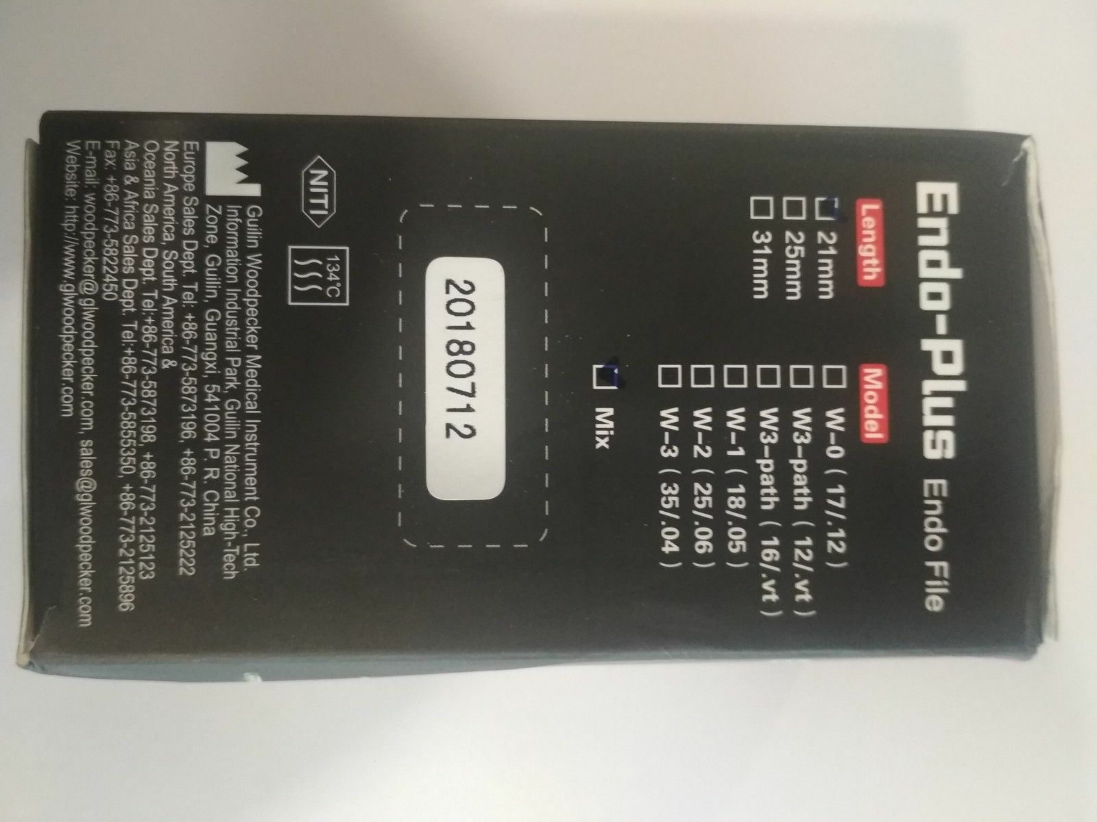 Dental Woodpecker Endo Plus Ni-Ti Root Canal 6 Files Pack Assorted 21mm Length.