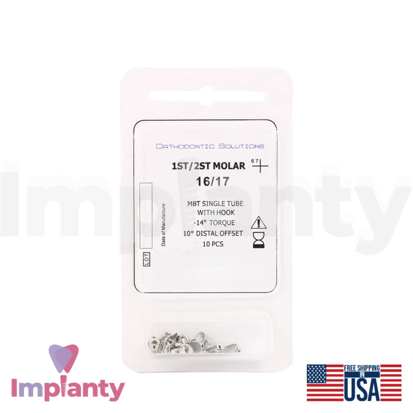 Dental Single Buccal Tube Non-Conventional Hook Stainless Steel MBT System 40pcs