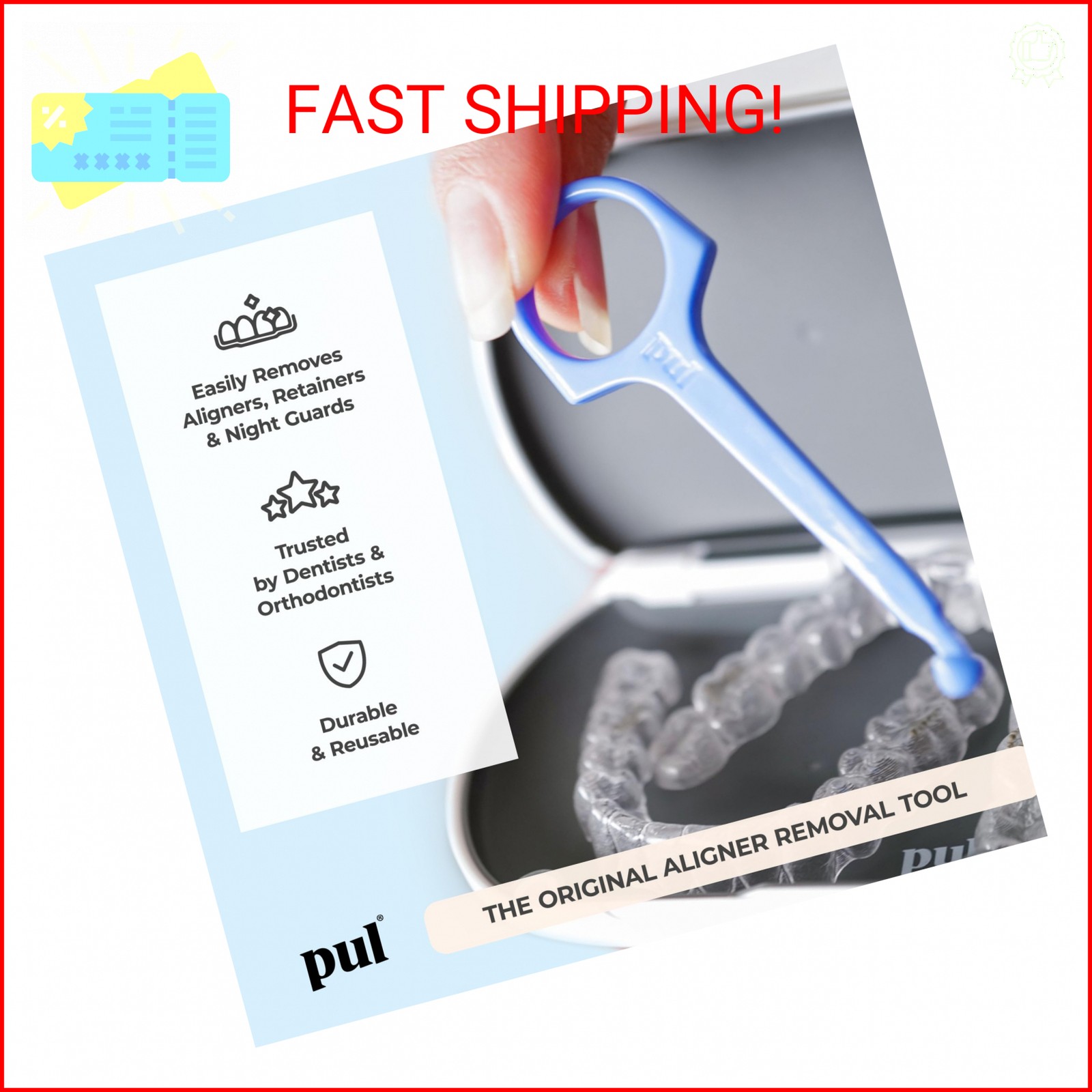 PUL Pack of 2 Aligner Removal Tool – Invisalign Remover Tool & Retainer Hook for