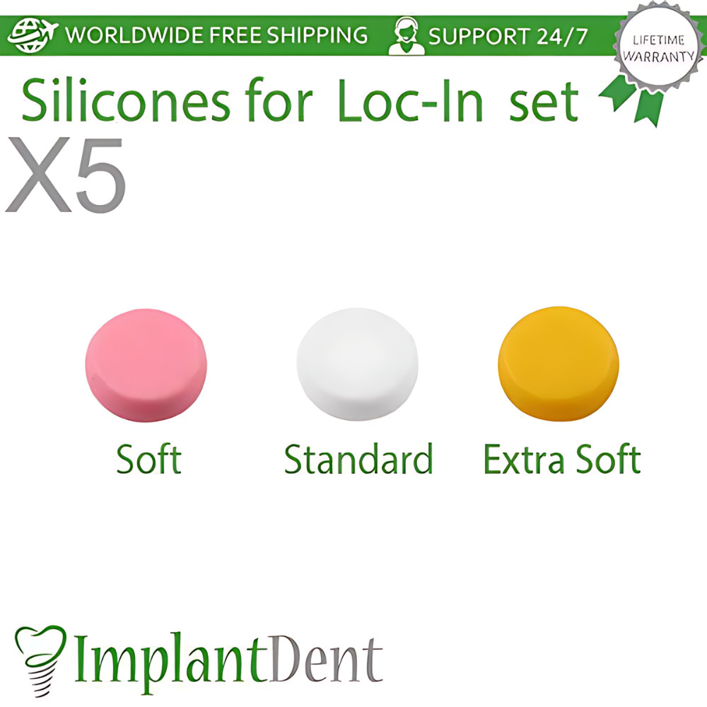 5x Dental Silicone Cap Set For Loc In 3 Types Prosthetic Attachment Accessories