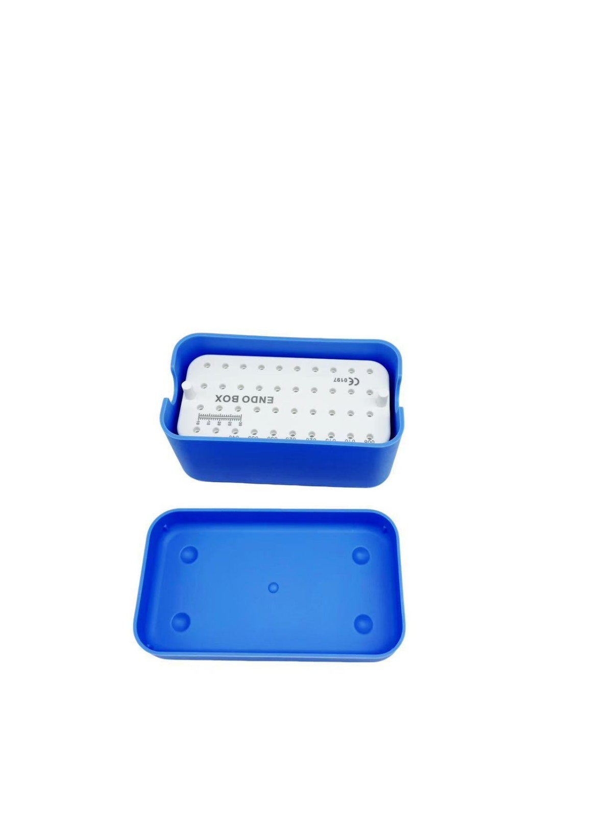 40 Holes Dental Endo Files Bur holder Sterilization Box With Ruler Autoclave