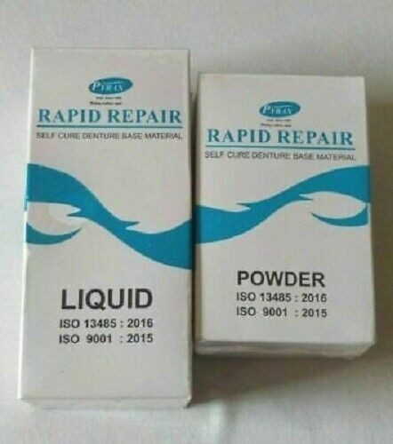 Dental RAPID REPAIR Self Cure Denture Repair Material Powder 100gm Liquid 100ml