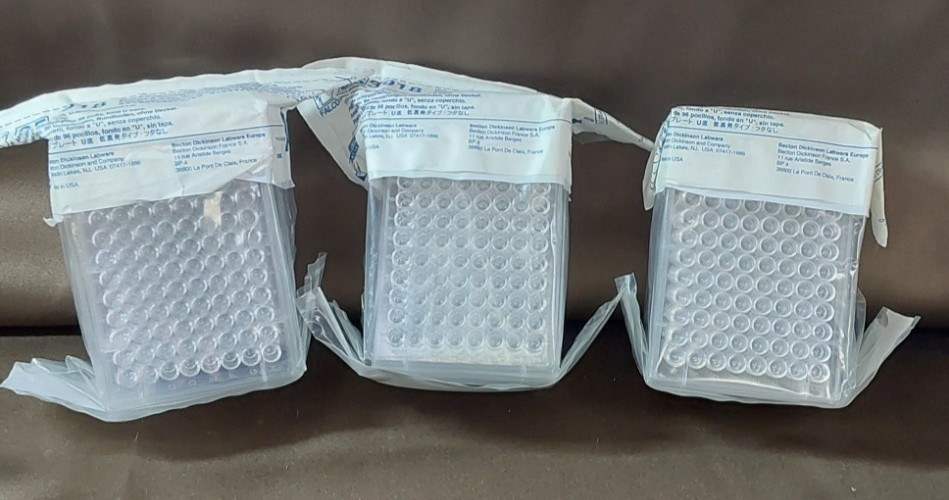 3 PACKS OF BECTON DICKINSON 353918 PRO BIND 96 WELL U BOTTOM ASSAY PLATE-15PLATE