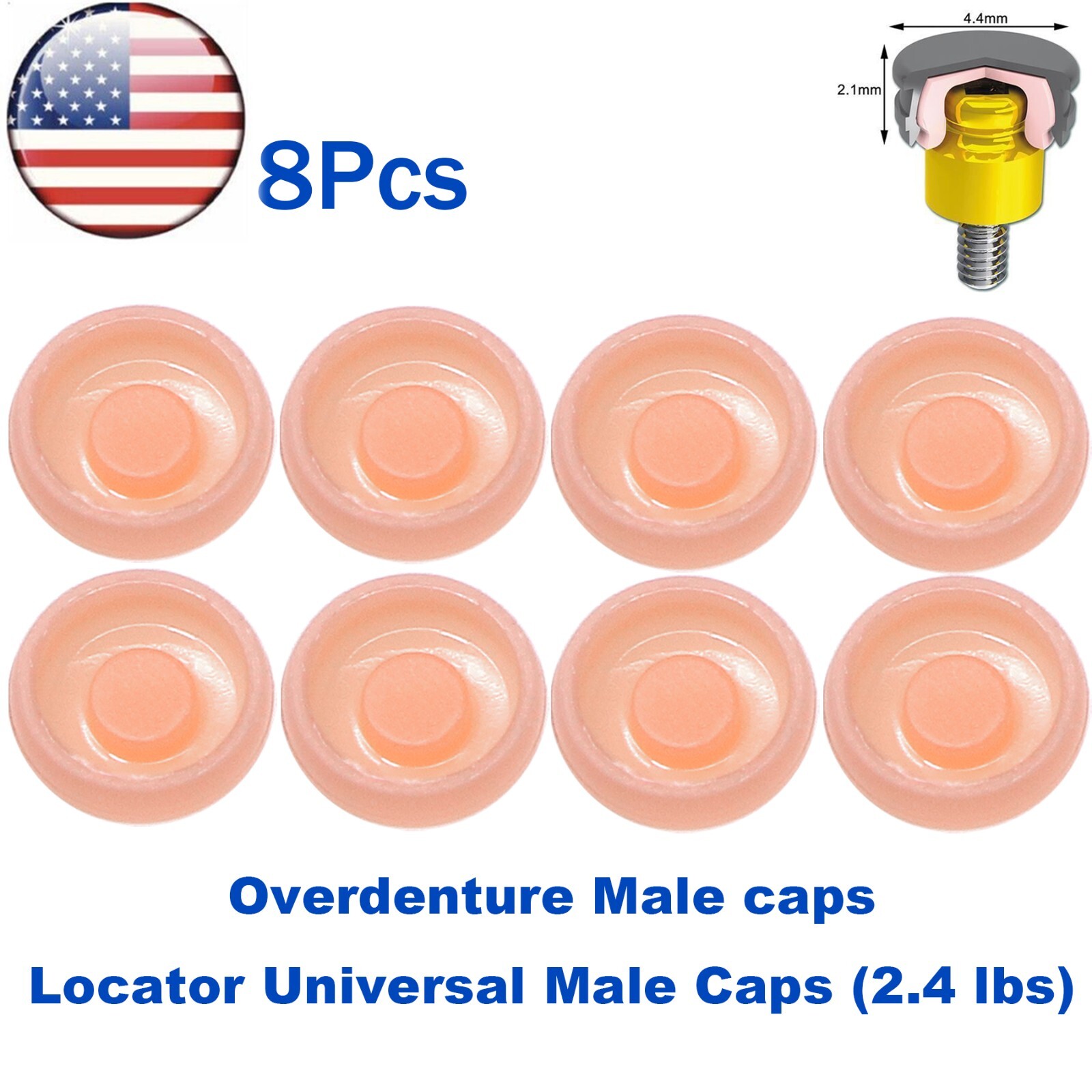 US Dental Overdenture 2.4lbs Retentive Caps Pink Use For LocatOr System lmplants