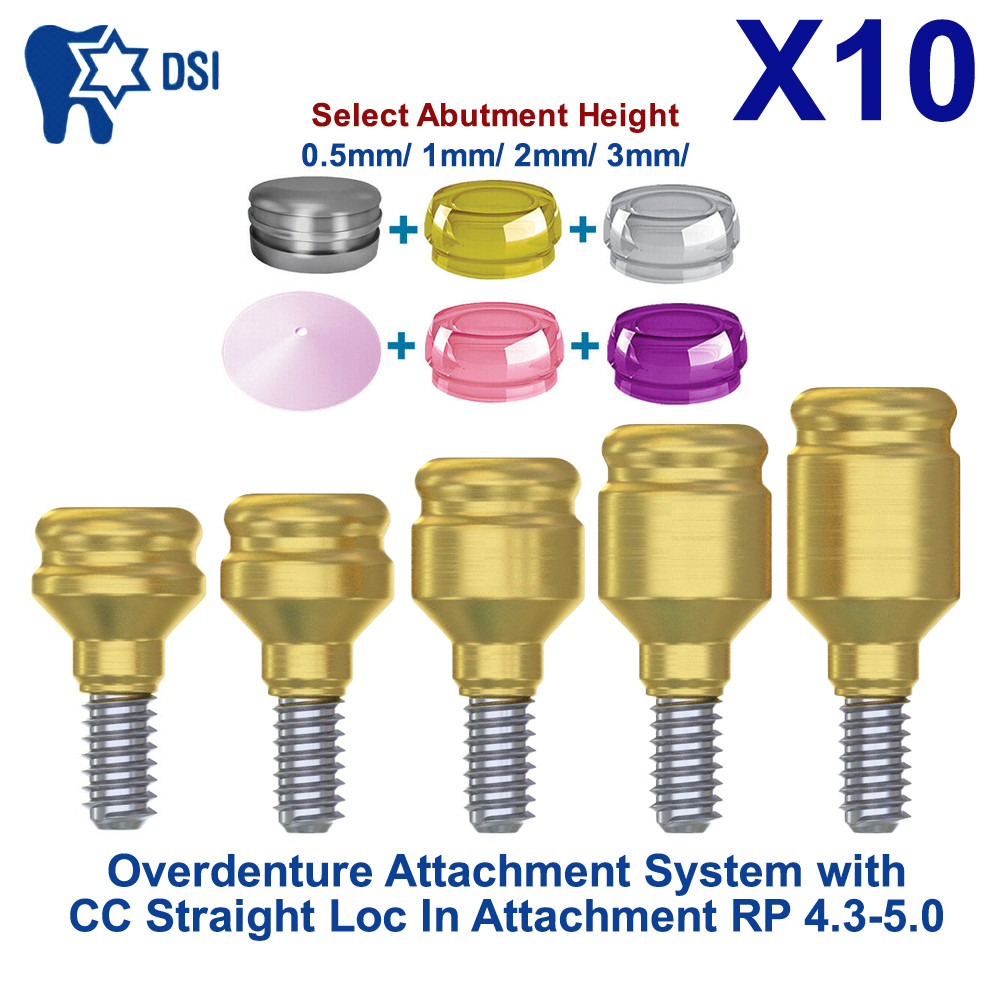10x Prosthetic KIt Conical Straight Loc In Attachment RP Abutment 4 Caps Housing
