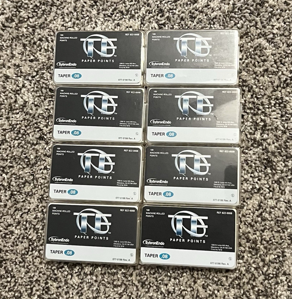 SybronEndo TF 100 Machine-Rolled Paper Points Taper 0.08 – EIGHT PACKS
