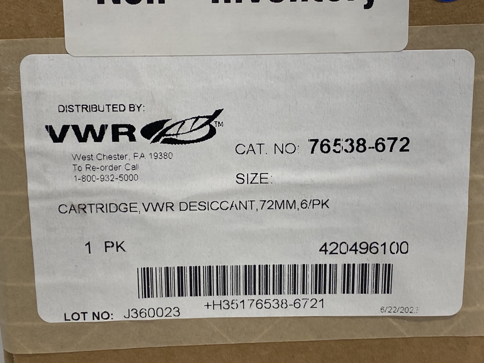 (6/Pk) AVANTOR VWR Reusable Silica Gel Desiccant PP Cartridges 76538-672