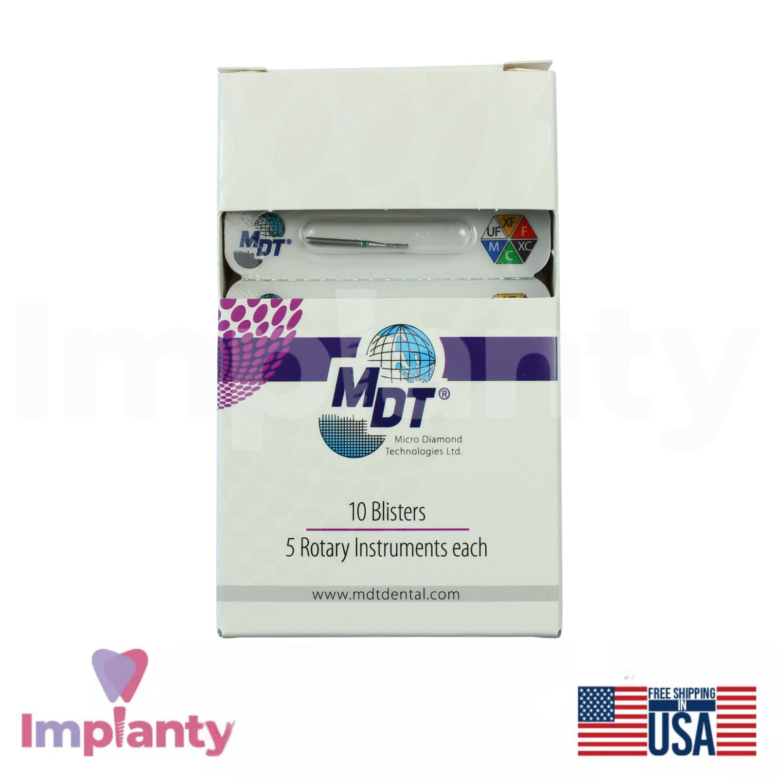MDT Dental Flat End Cylinder FG Diamond Burs 109 Reduction Contouring Surfaces