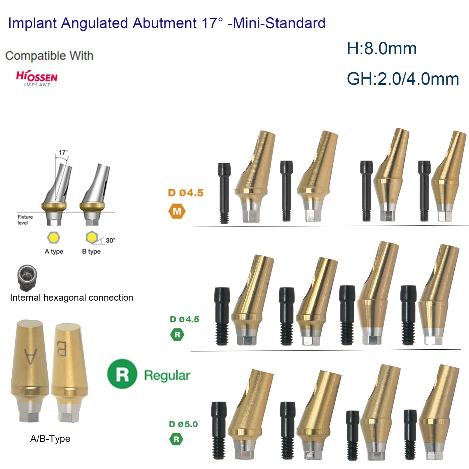 Hiossen ET Dental Titanium Locator Healing Abutment Transfer Impressions Analog