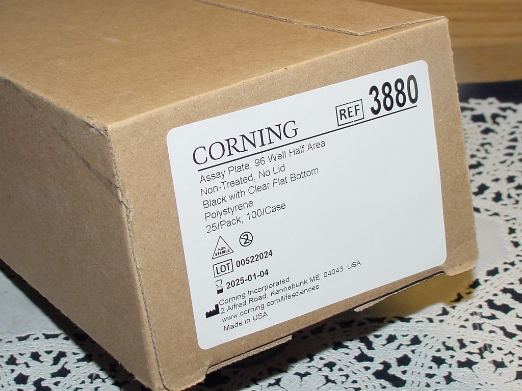 Corning 3880, Assay Plate 96 Well Half Area, Non-Treated, No-Lid, Black